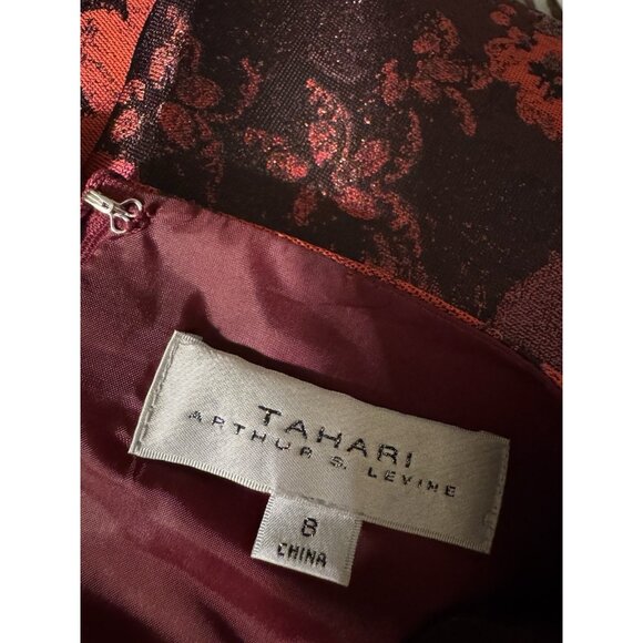 Tahari Levine Dress Ruby Red Black 8 Hi Low Semi Formal Party Holiday Christmas - Picture 8 of 11